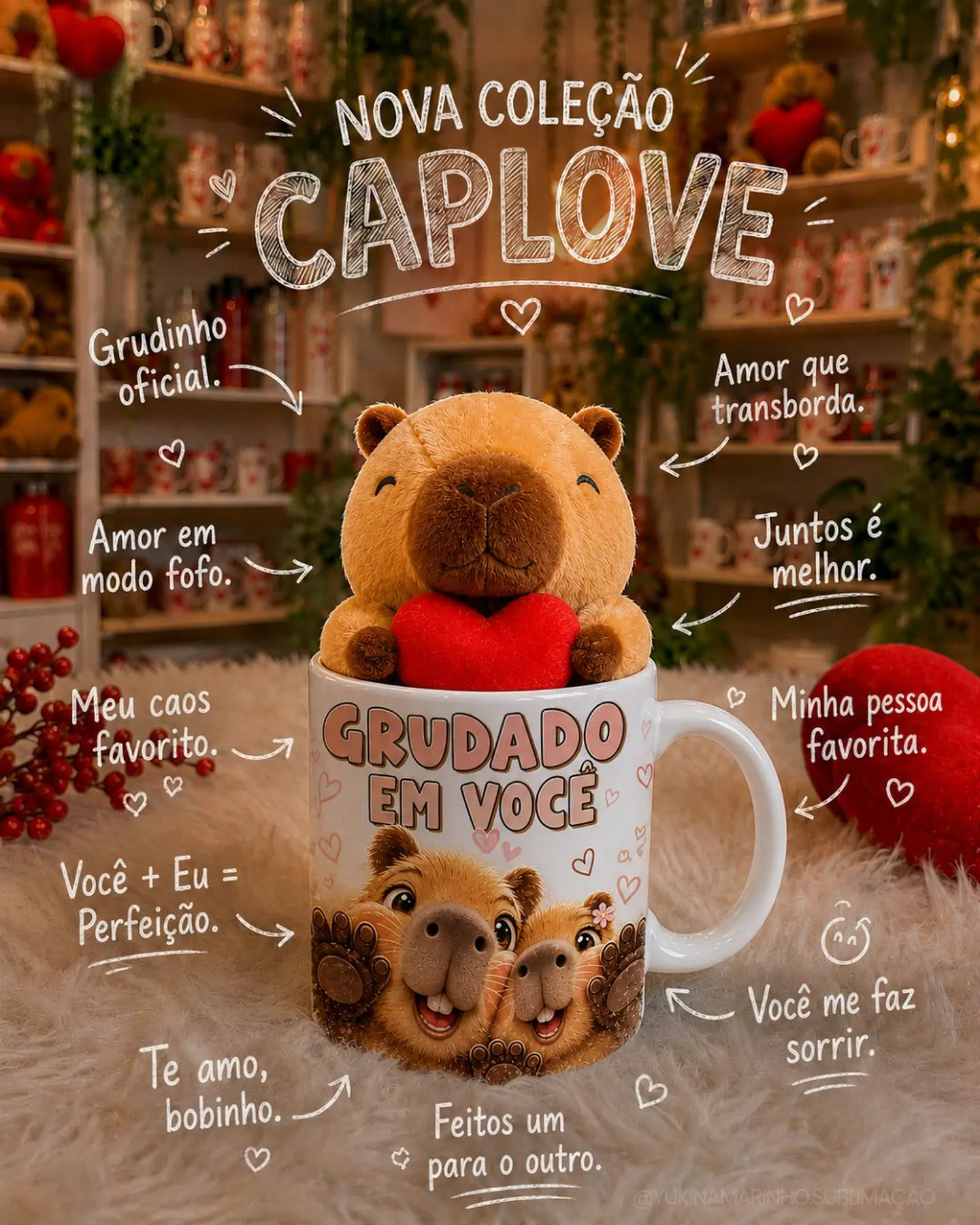 6 Artes para Caneca Dia dos Namorados Capivara Caplove Arquivo em Jpg 3