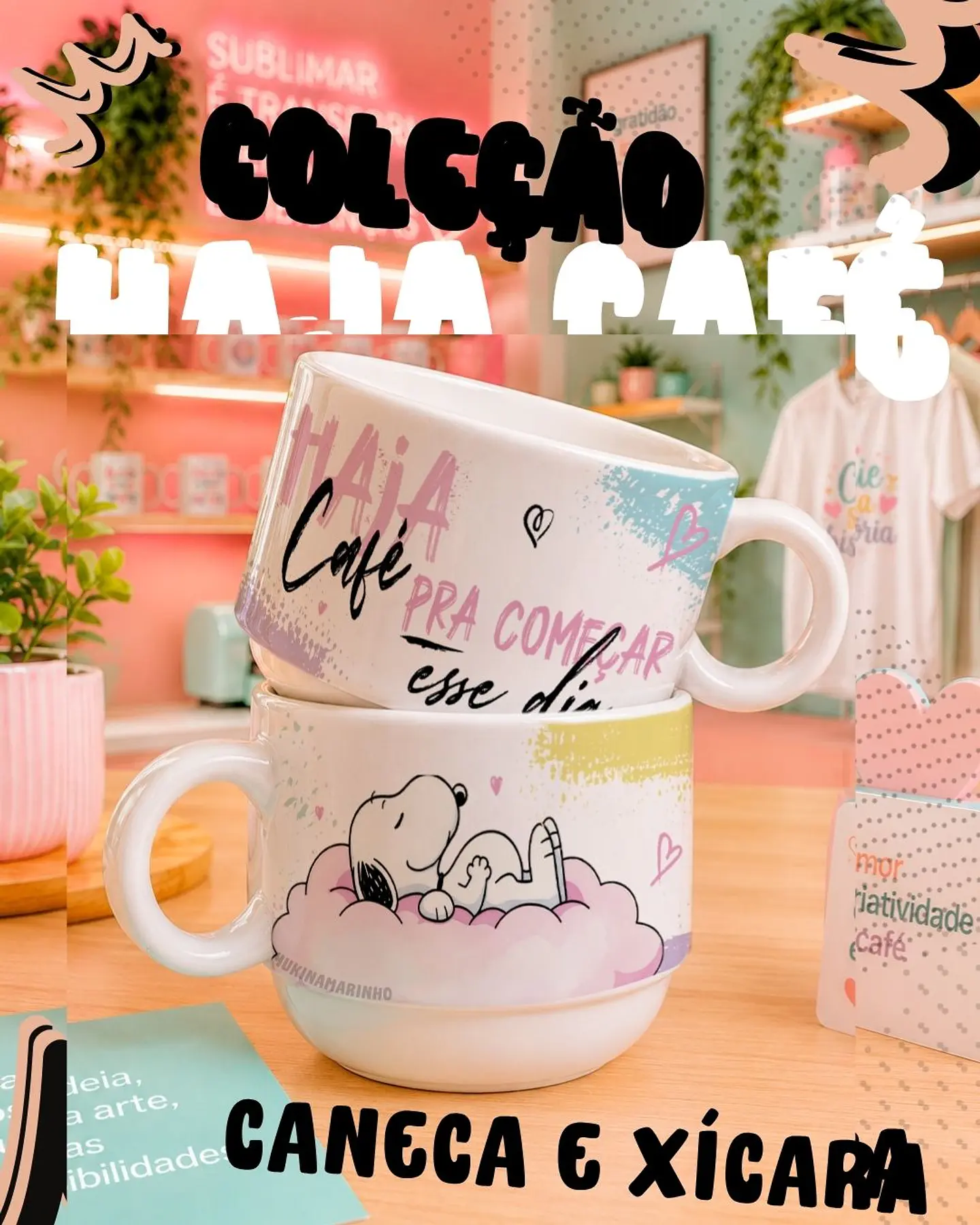 8 Artes para Caneca e Xicará Haja Café SNOOPY Arquivo em Jpg 4
