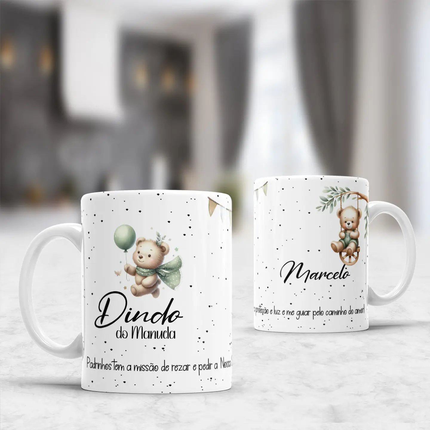 10 Artes para Caneca Padrinhos Ursinhos Minimalista Arquivo Editável  2