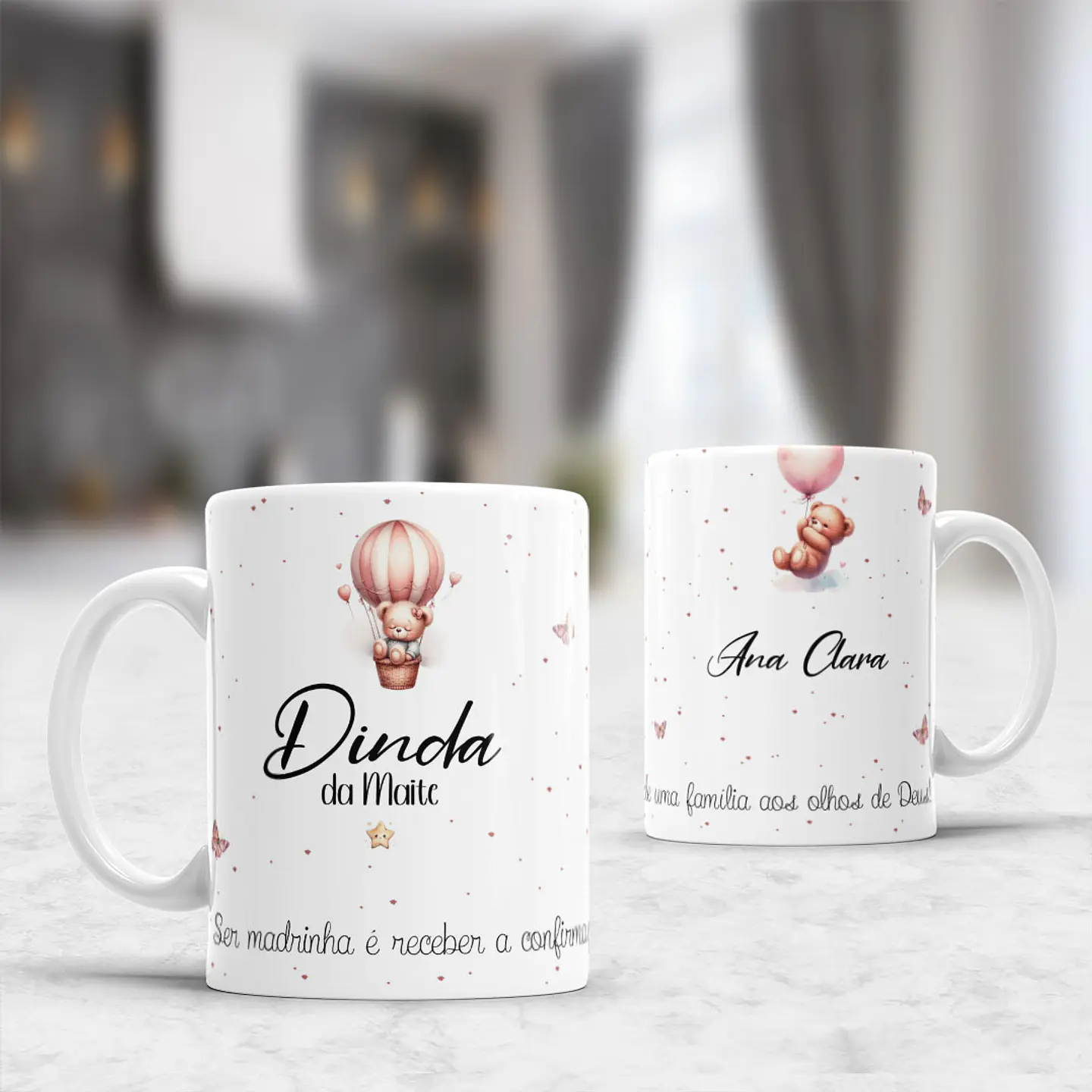 10 Artes para Caneca Padrinhos Ursinhos Minimalista Arquivo Editável  6