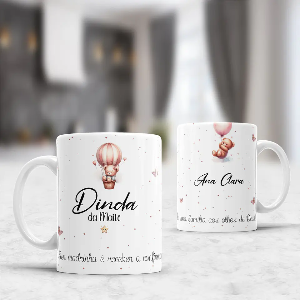 10 Artes para Caneca Padrinhos Ursinhos Minimalista Arquivo Editável  6