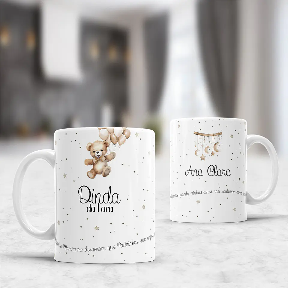 10 Artes para Caneca Padrinhos Ursinhos Minimalista Arquivo Editável  7