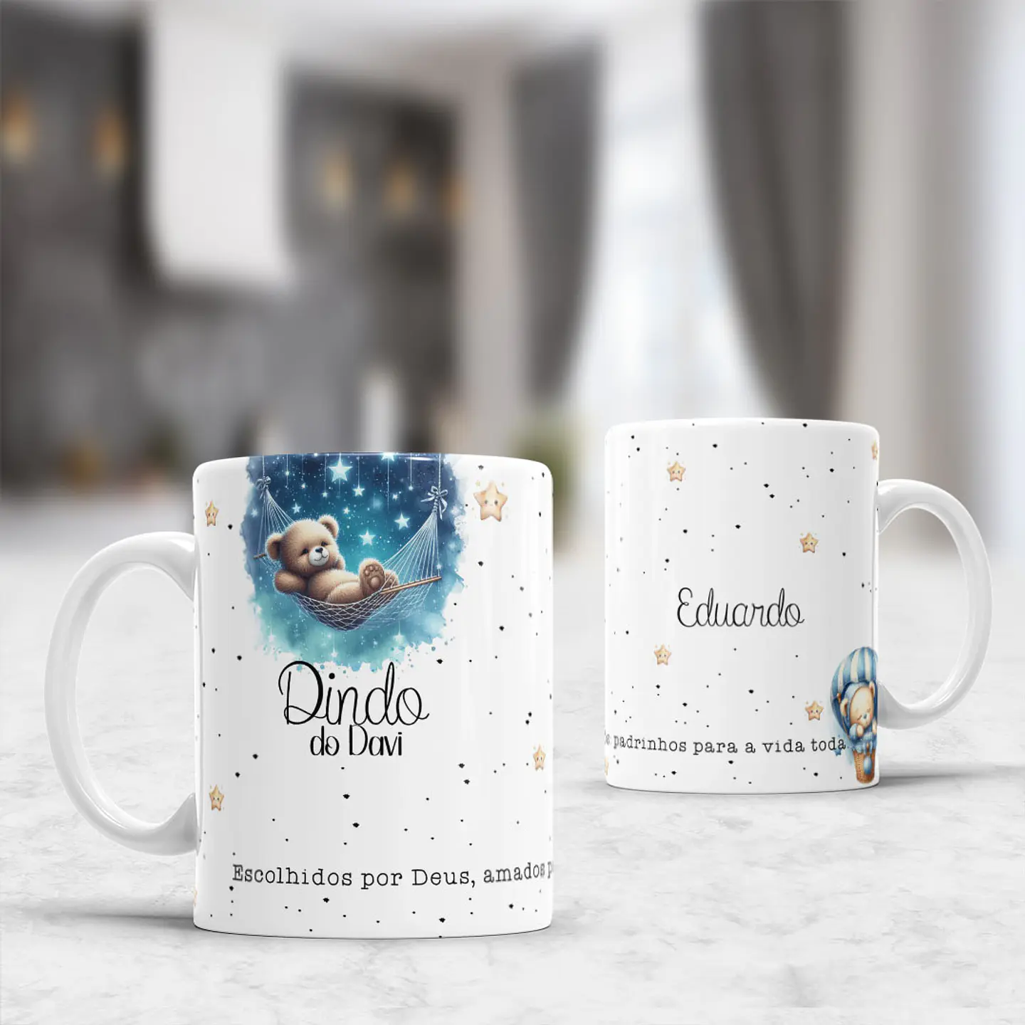 10 Artes para Caneca Padrinhos Ursinhos Minimalista Arquivo Editável  10
