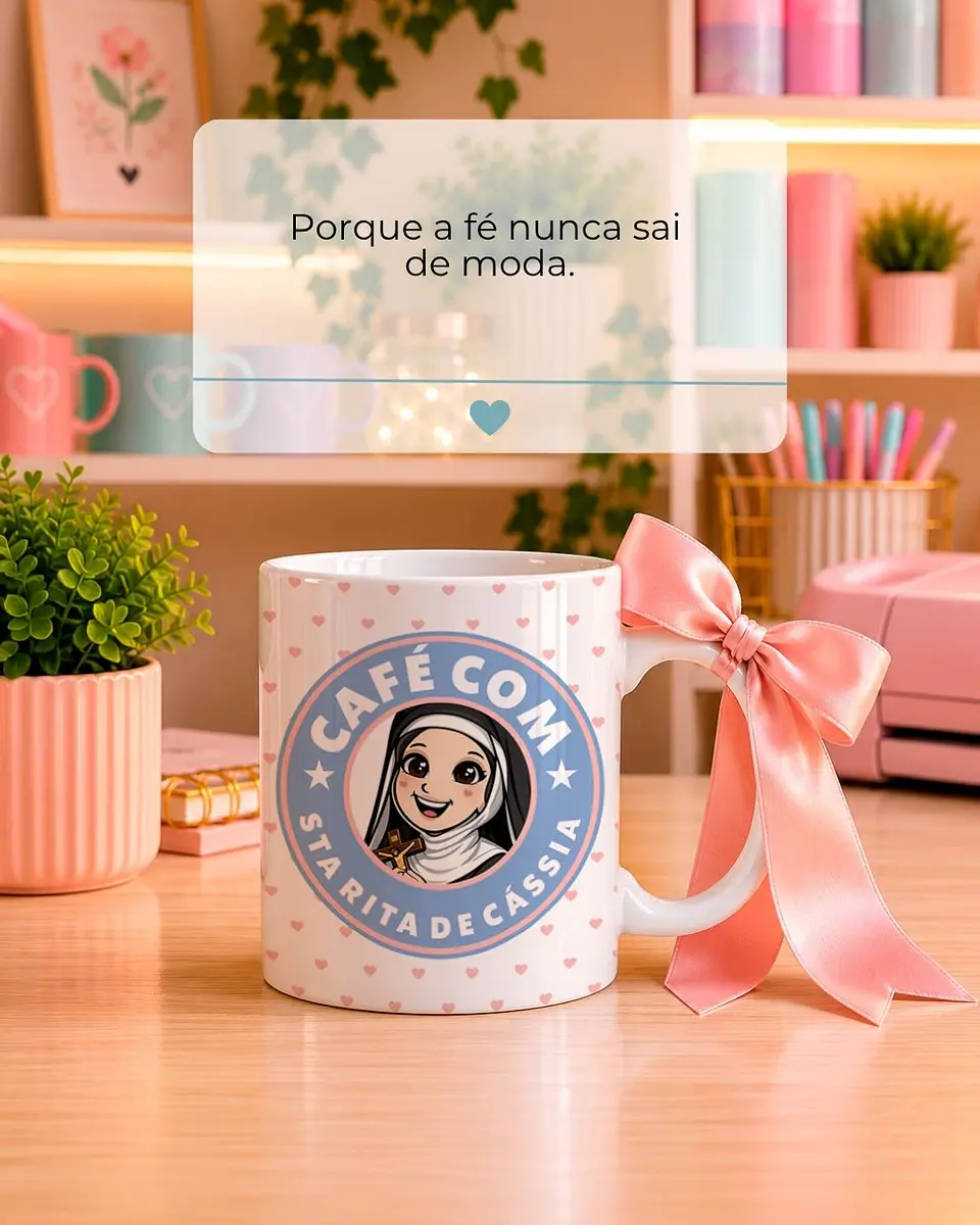 10 Artes para Caneca Santinhos Catolicos Café com Voce Arquivo Editável  2