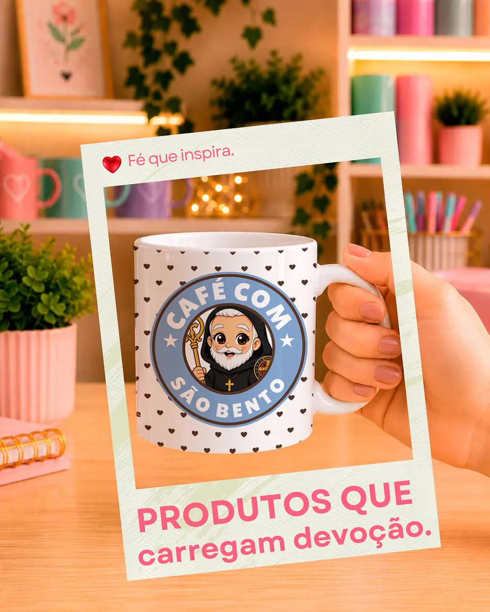 10 Artes para Caneca Santinhos Catolicos Café com Voce Arquivo Editável  4