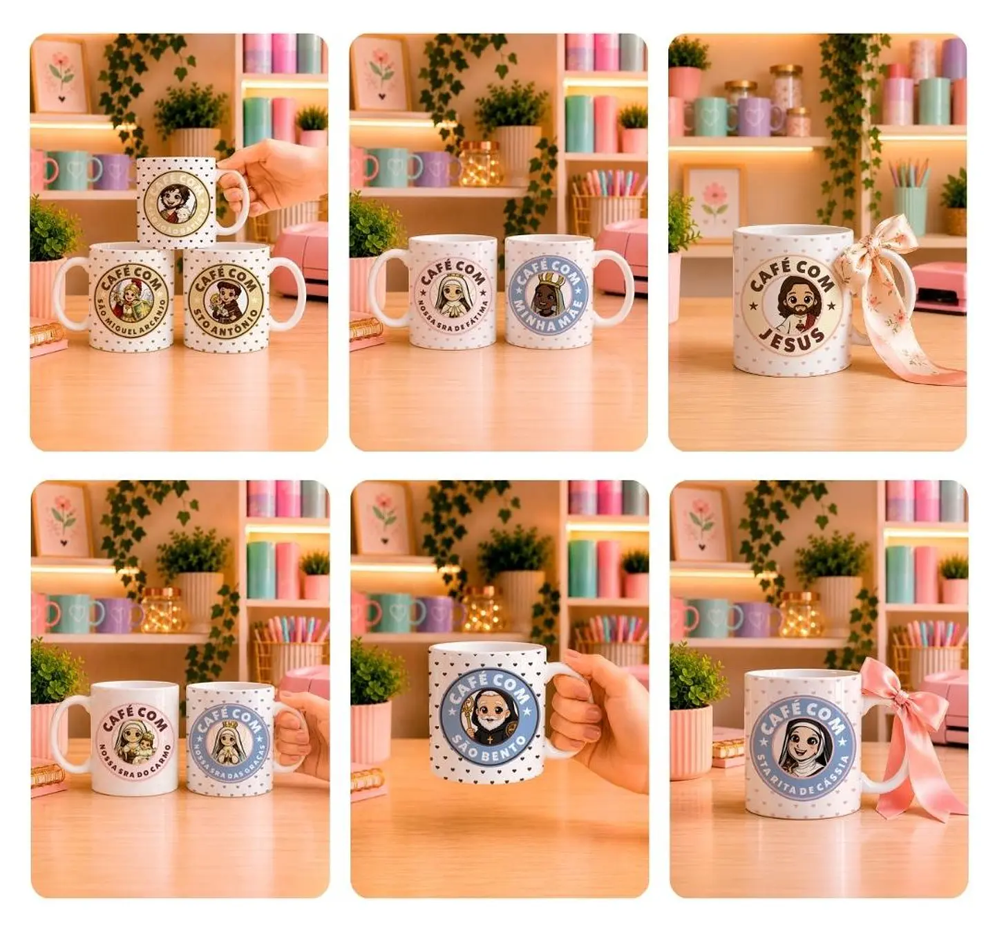 10 Artes para Caneca Santinhos Catolicos Café com Voce Arquivo Editável  5