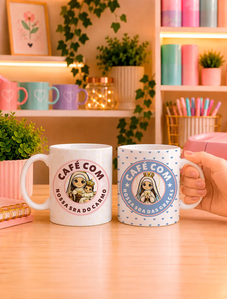 10 Artes para Caneca Santinhos Catolicos Café com Voce Arquivo Editável  6