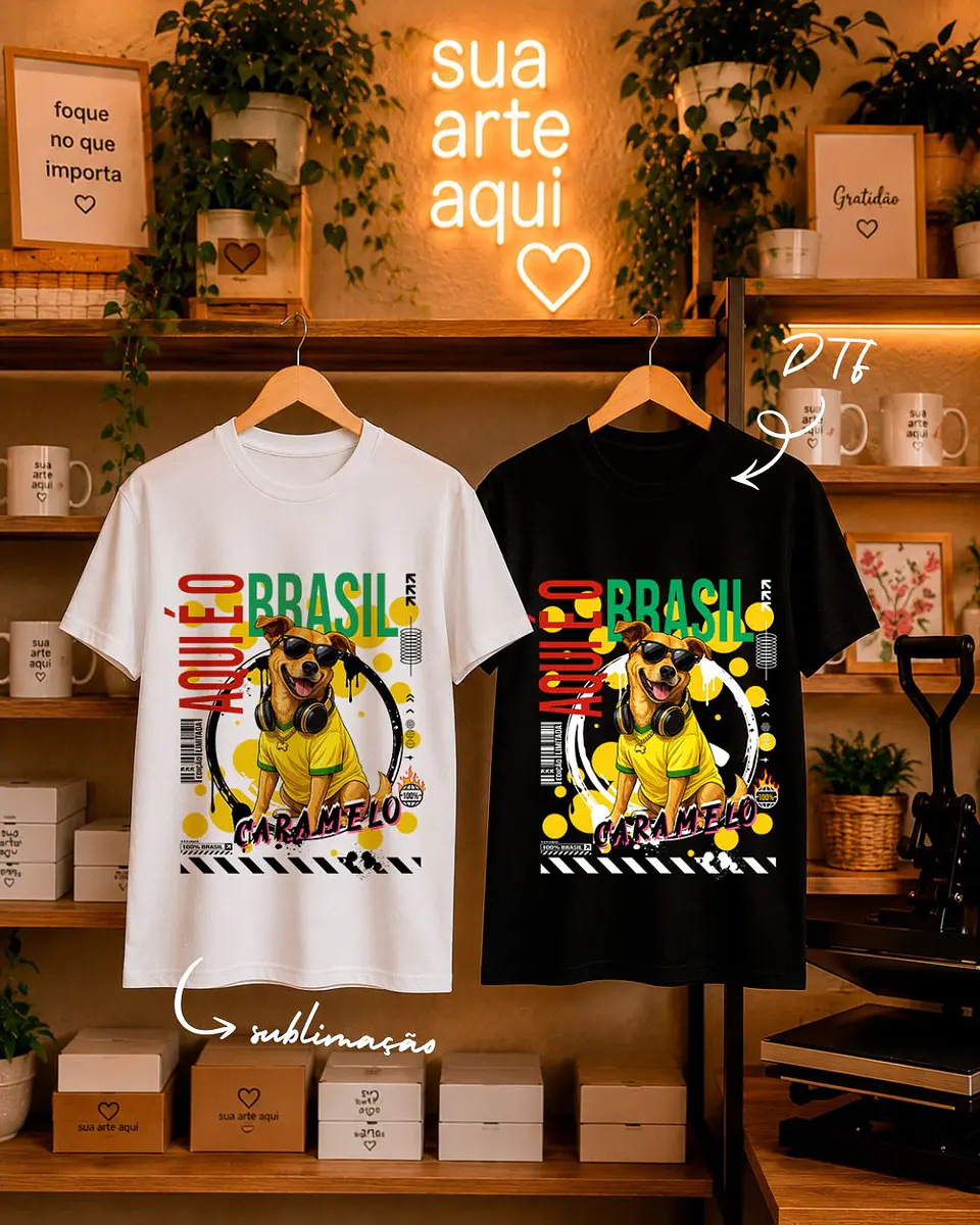 23 Artes para Caneca e Camisa Cãozinho Caramelo Brasil Arquivo em Png  2