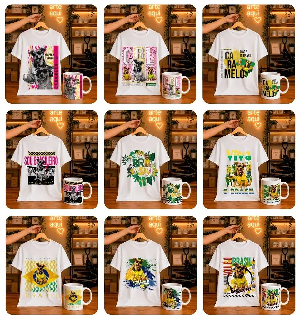 23 Artes para Caneca e Camisa Cãozinho Caramelo Brasil Arquivo em Png  4