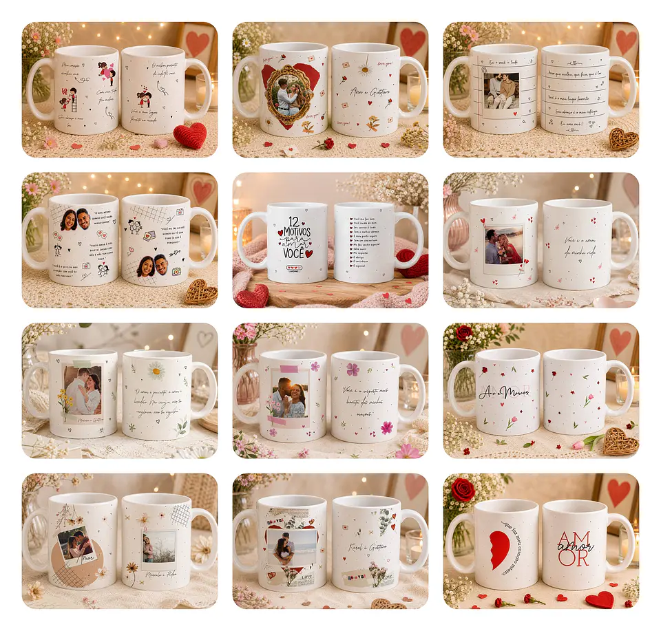 47 Artes para Caneca Dia dos Namorados Arquivos Editáveis em Canva 3