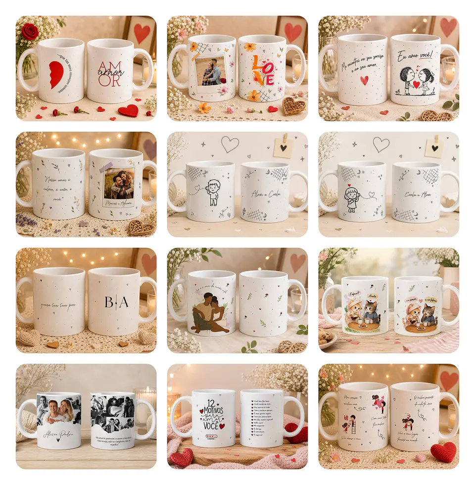 47 Artes para Caneca Dia dos Namorados Arquivos Editáveis em Canva 4