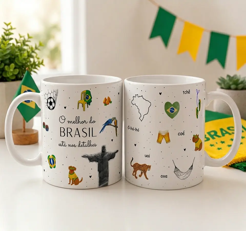 7 Artes para Caneca Brasil Copa do Mundo Arquivo Editável  1
