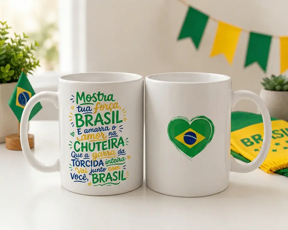 7 Artes para Caneca Brasil Copa do Mundo Arquivo Editável  6