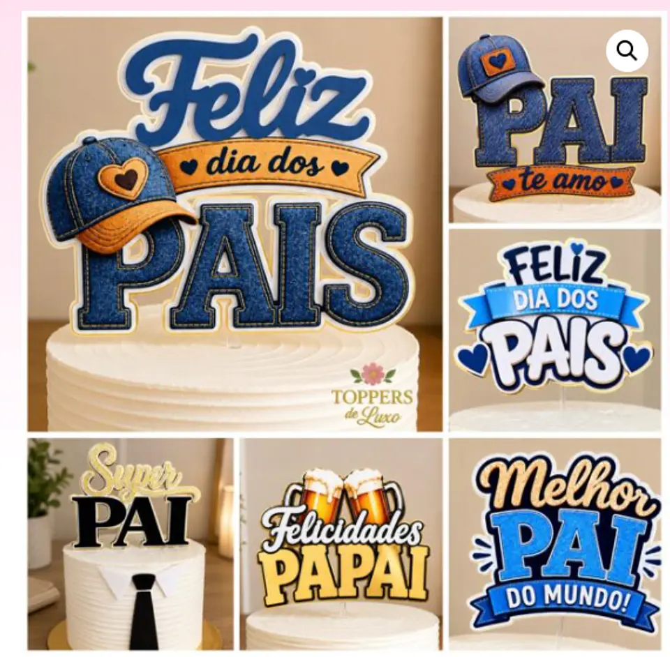 12 Artes para toppers de Bolo Dia dos Pais Arquivo em Pdf 1