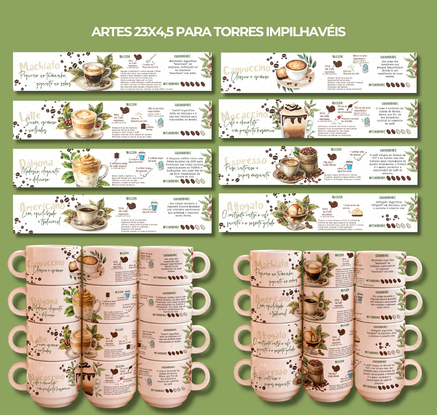 16 Artes para Xícara Coffe Lovers Arquivo Editável  3