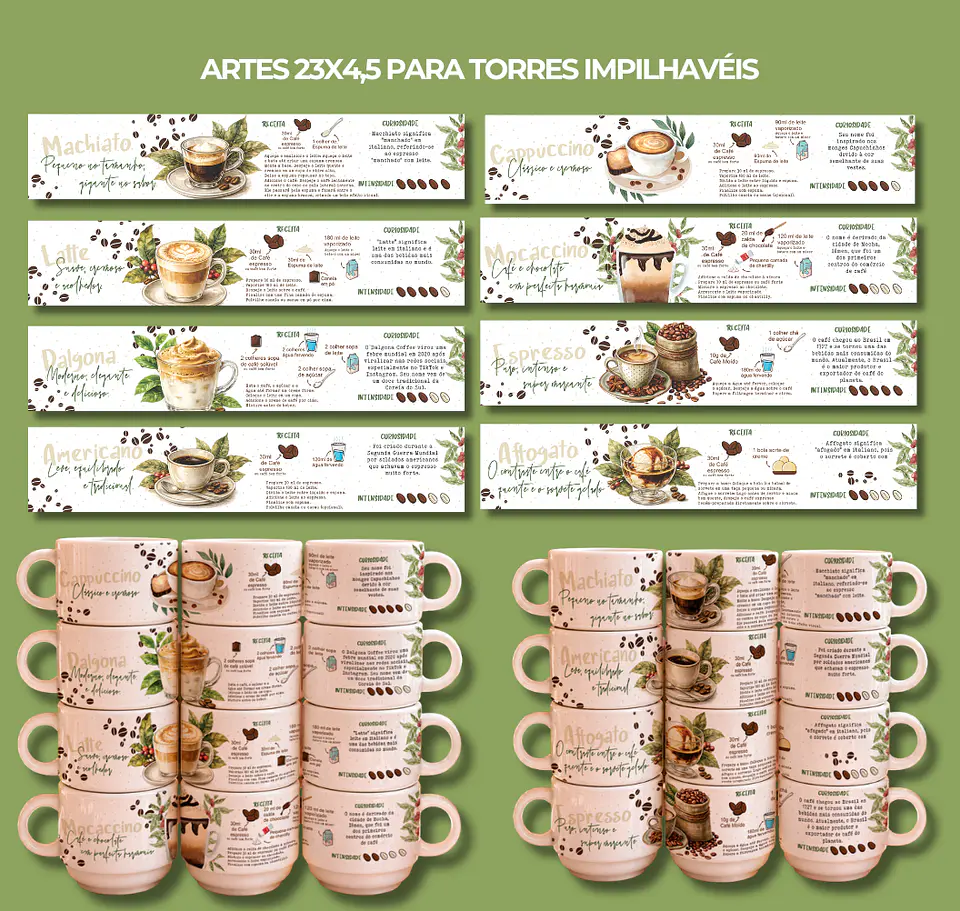 16 Artes para Xícara Coffe Lovers Arquivo Editável  3