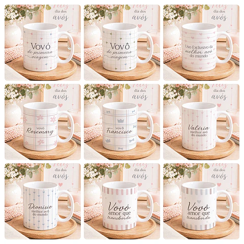 19 Artes para Caneca Dia dos Avós Arquivo Editável