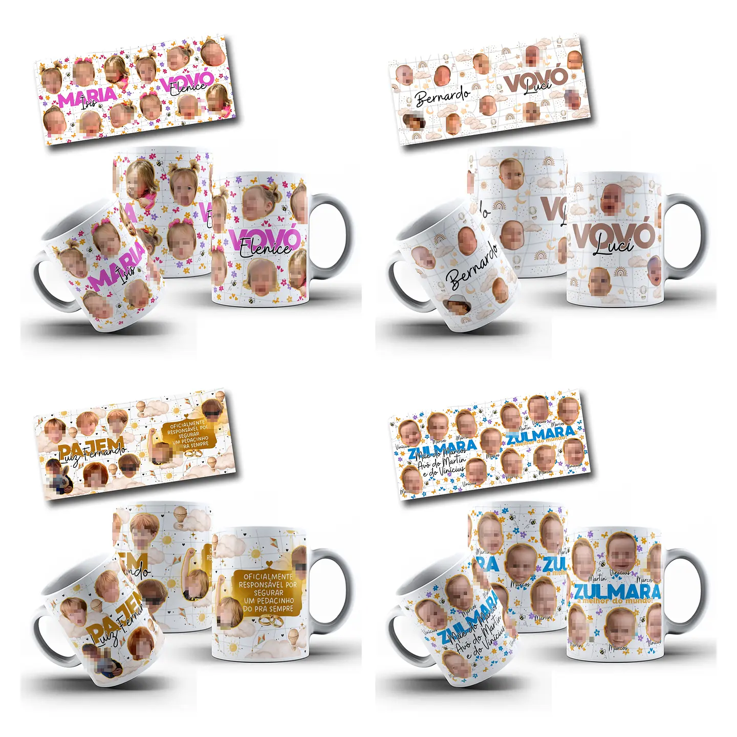 24 Artes Caneca e Xicara Rostinhos Crianças e Pets Arquivo em Canva  1