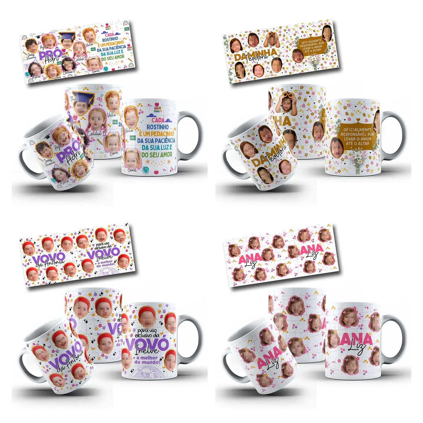 24 Artes Caneca e Xicara Rostinhos Crianças e Pets Arquivo em Canva  2