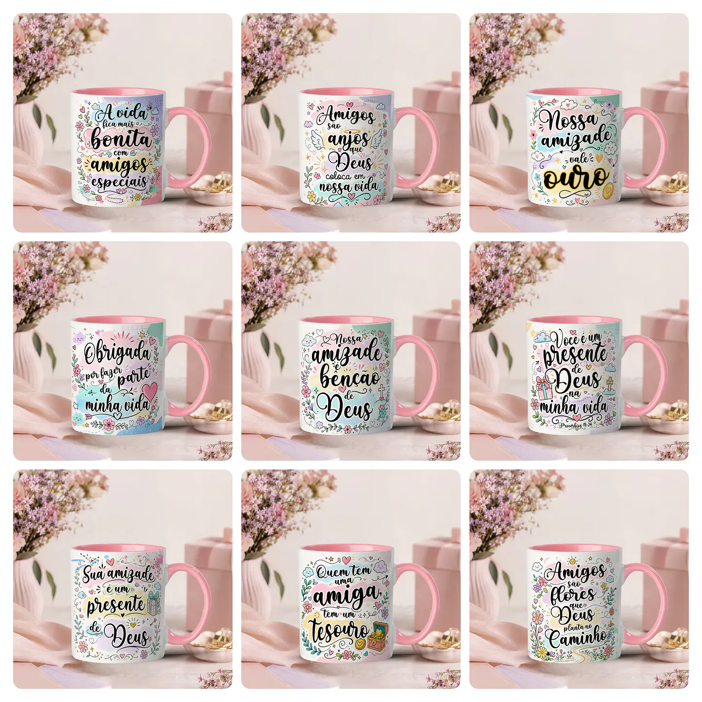 25 Artes para Caneca Amizades Amigas Arquivo Editável 2