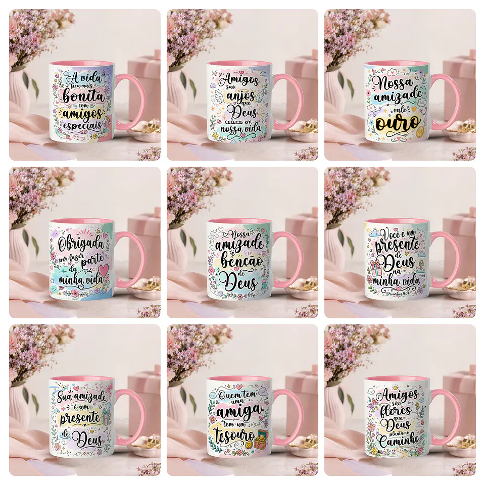 25 Artes para Caneca Amizades Amigas Arquivo Editável 2