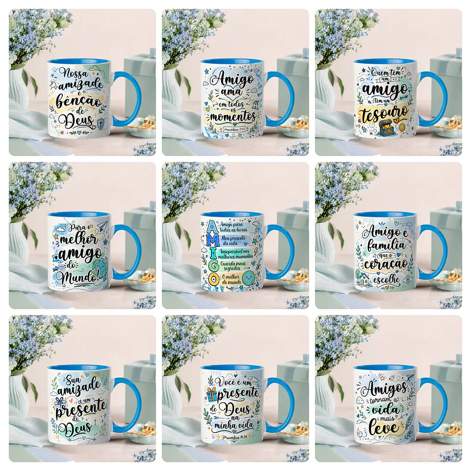 25 Artes para Caneca Amizades Amigas Arquivo Editável 3