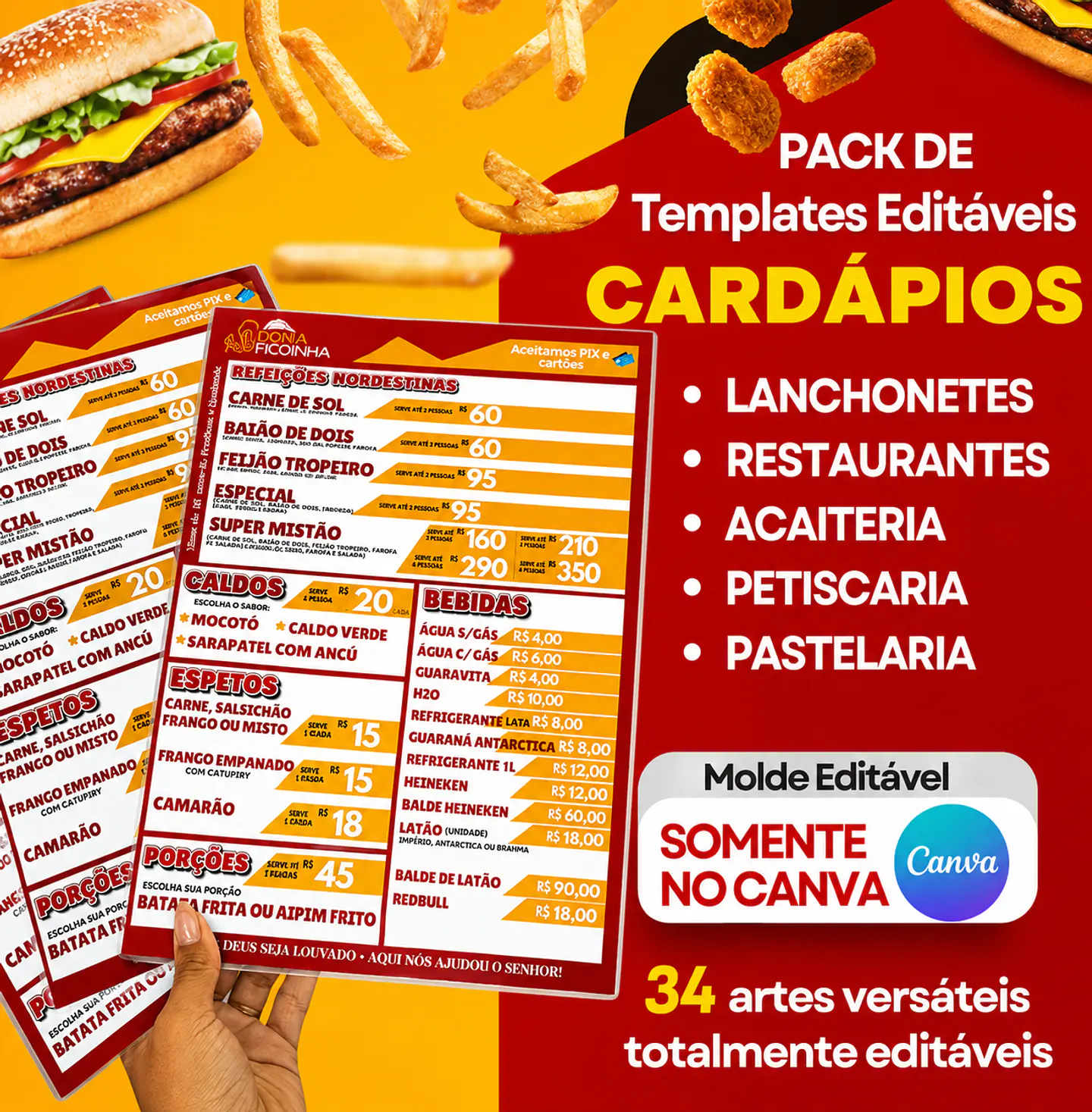 34 Artes para Cardapio Comercio Arquivo Editável em Canva  1
