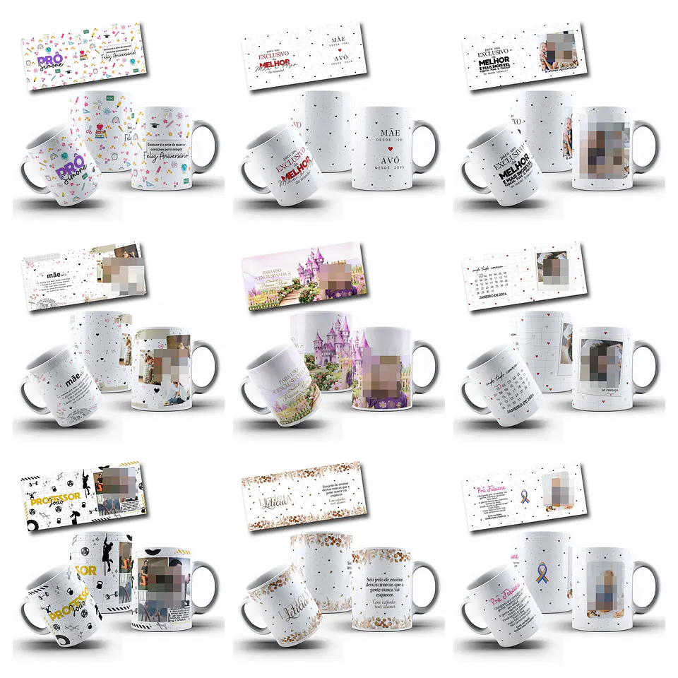 100 Artes para Caneca com Temas diversos Arquivo Editável 12