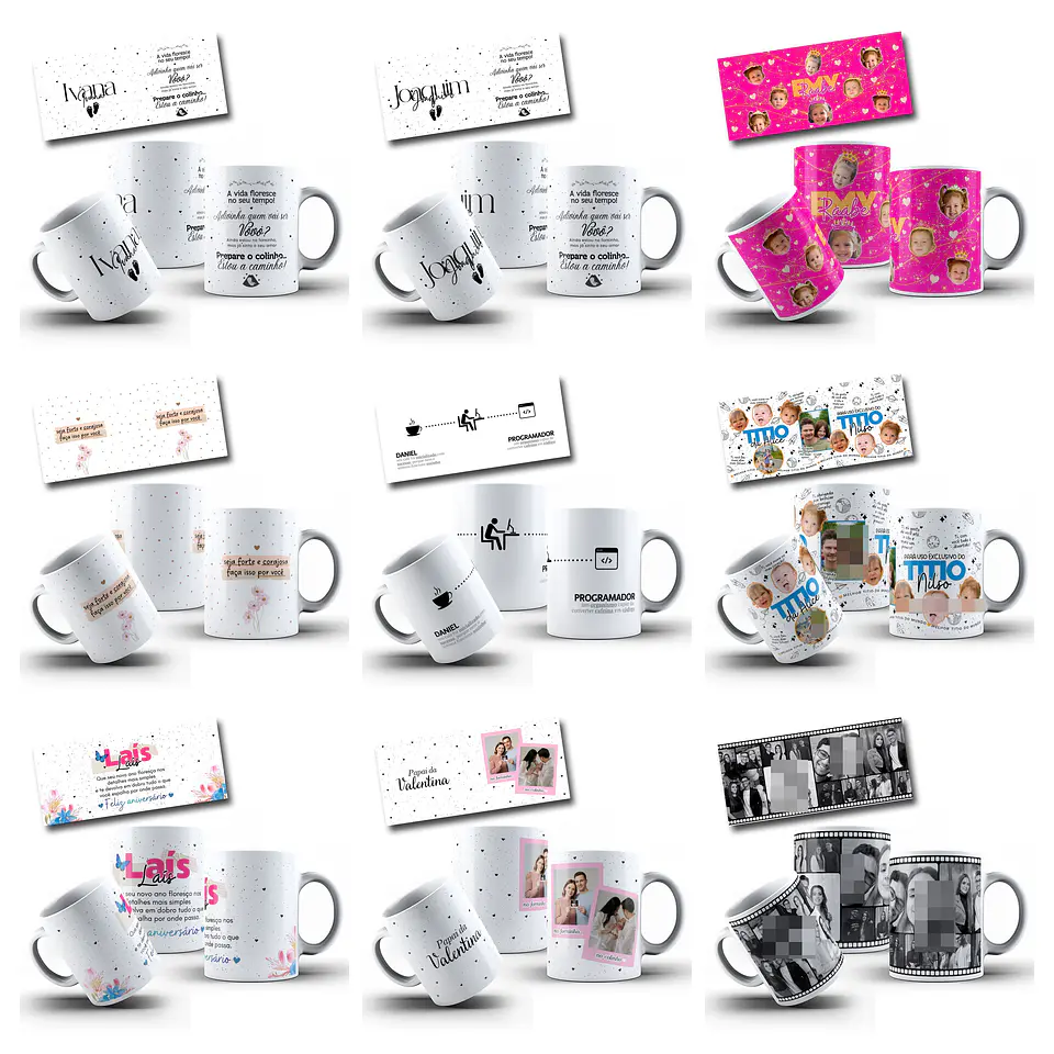 100 Artes para Caneca com Temas diversos Arquivo Editável 13
