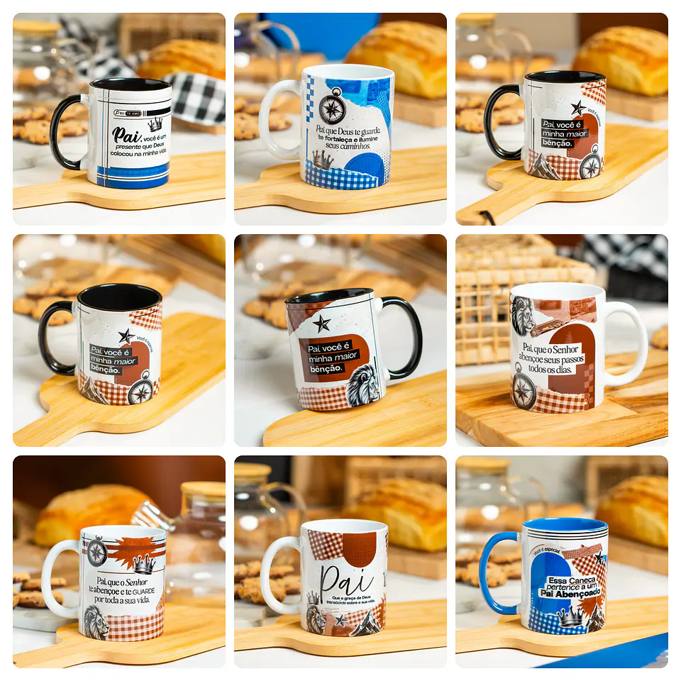 15 Artes para Caneca Pai é Benção Dia dos Pais Arquivo em Png 4
