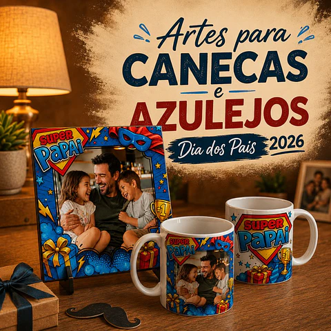 20 Artes para Canecas e  Azulejos MDF Dia dos Pais Arquivo Editável 
