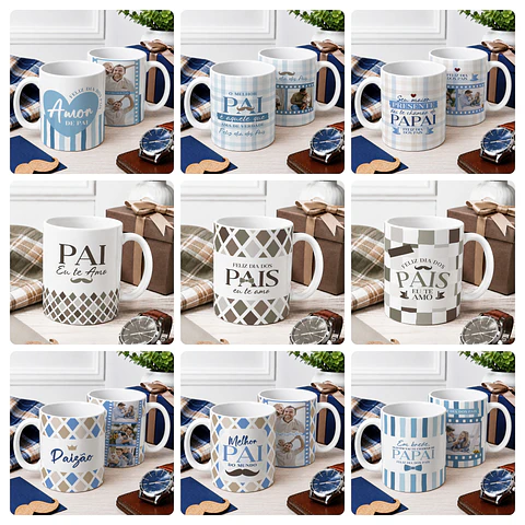60 Artes para Caneca e Azulejo Dia dos Pais Com Foto e Sem Foto Arquivo Editável