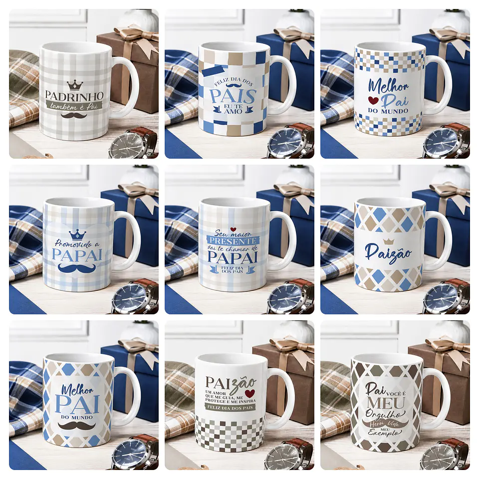 60 Artes para Caneca e Azulejo Dia dos Pais Com Foto e Sem Foto Arquivo Editável 2