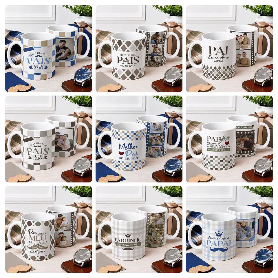 60 Artes para Caneca e Azulejo Dia dos Pais Com Foto e Sem Foto Arquivo Editável 3