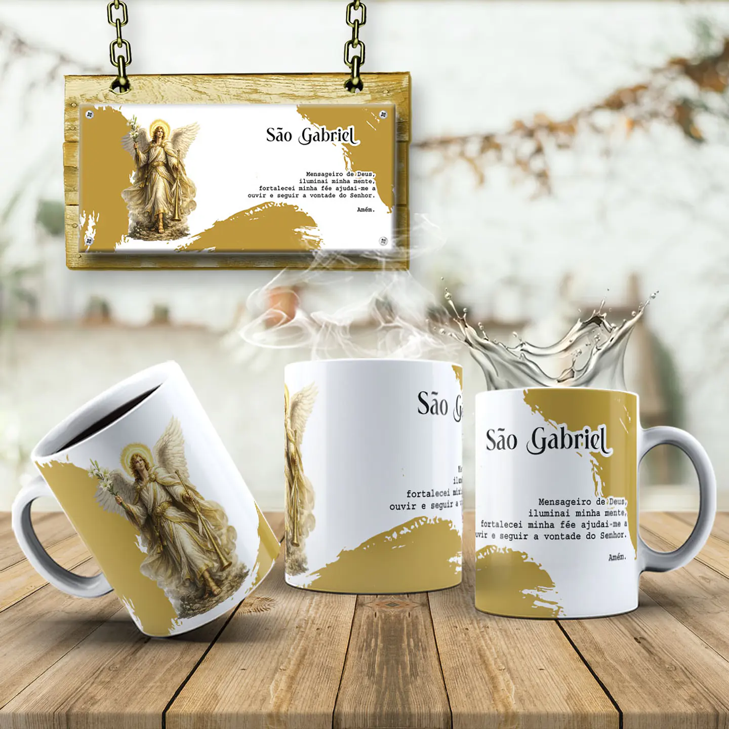 3 Artes para Caneca Arcanjos Arquivo Editável 2