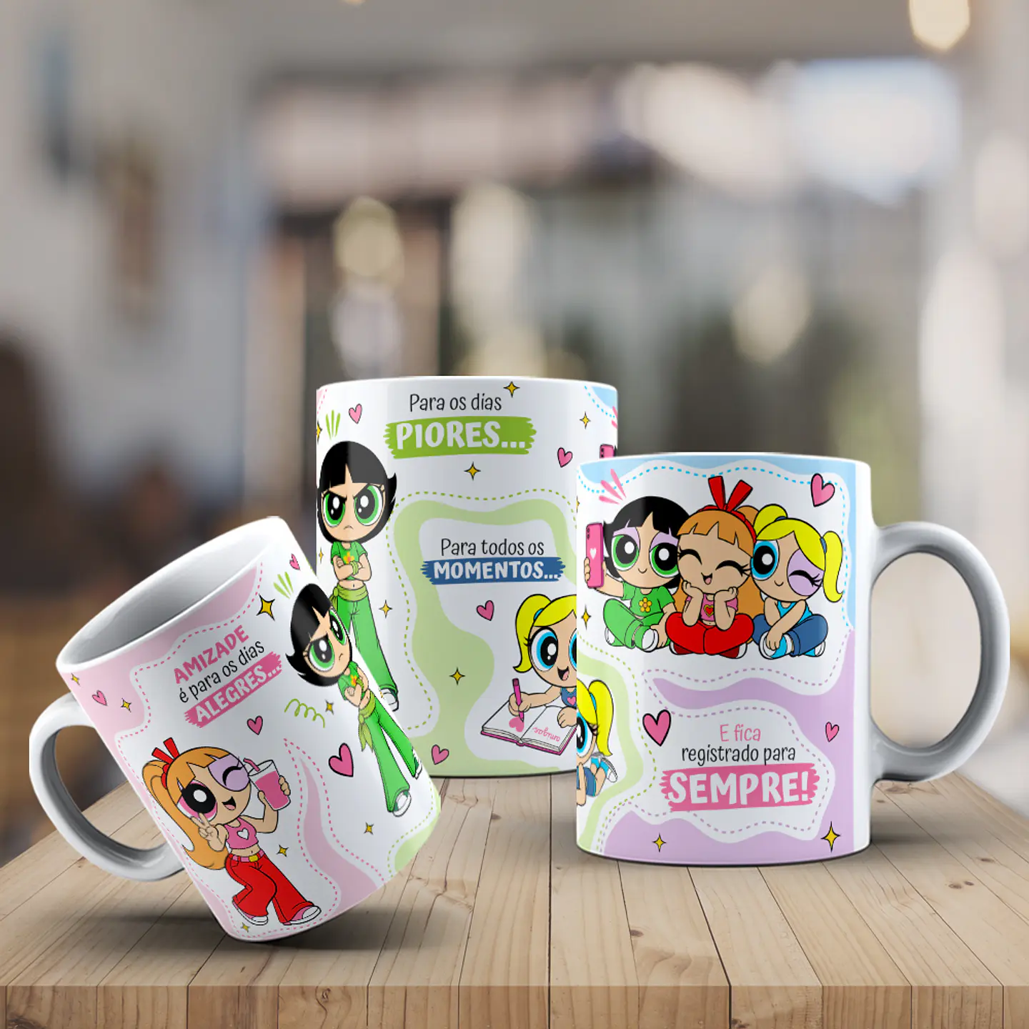4 Artes para Caneca Amigas Meninas Super Poderosas Arquivo Editável 1