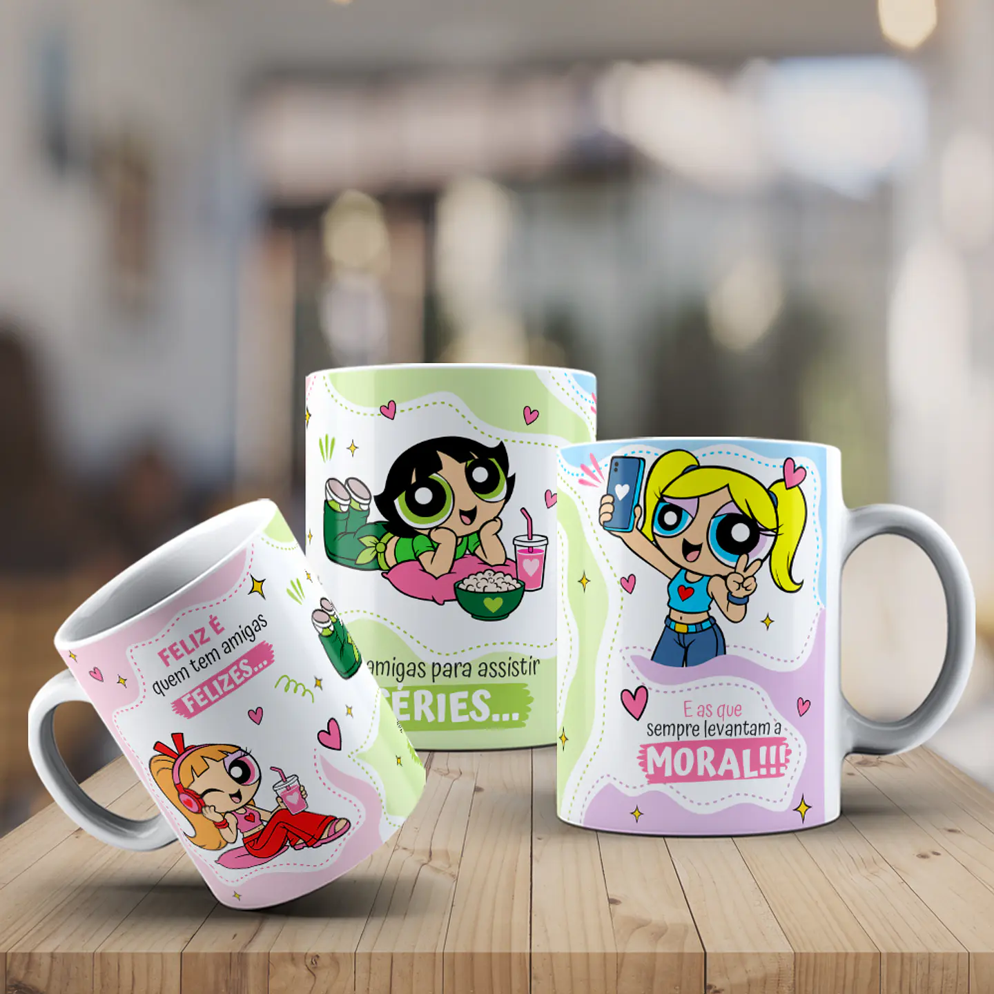 4 Artes para Caneca Amigas Meninas Super Poderosas Arquivo Editável 4