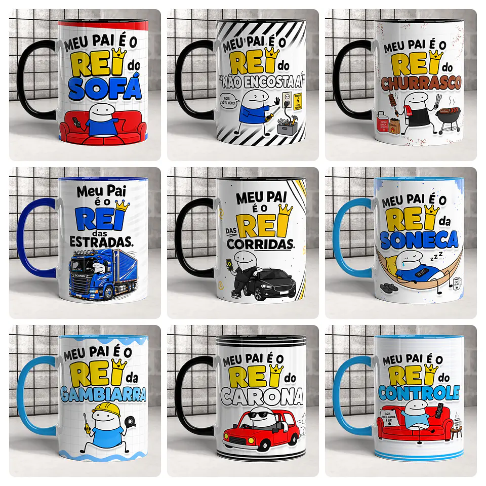 20 Artes para Caneca Dia dos Pai Flork Divertido Arquivo em Png 1