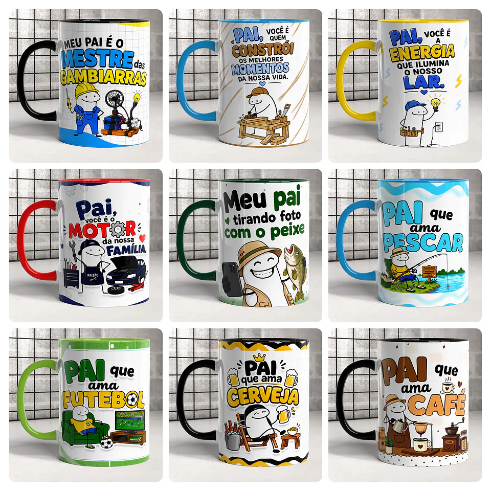 20 Artes para Caneca Dia dos Pai Flork Divertido Arquivo em Png 2