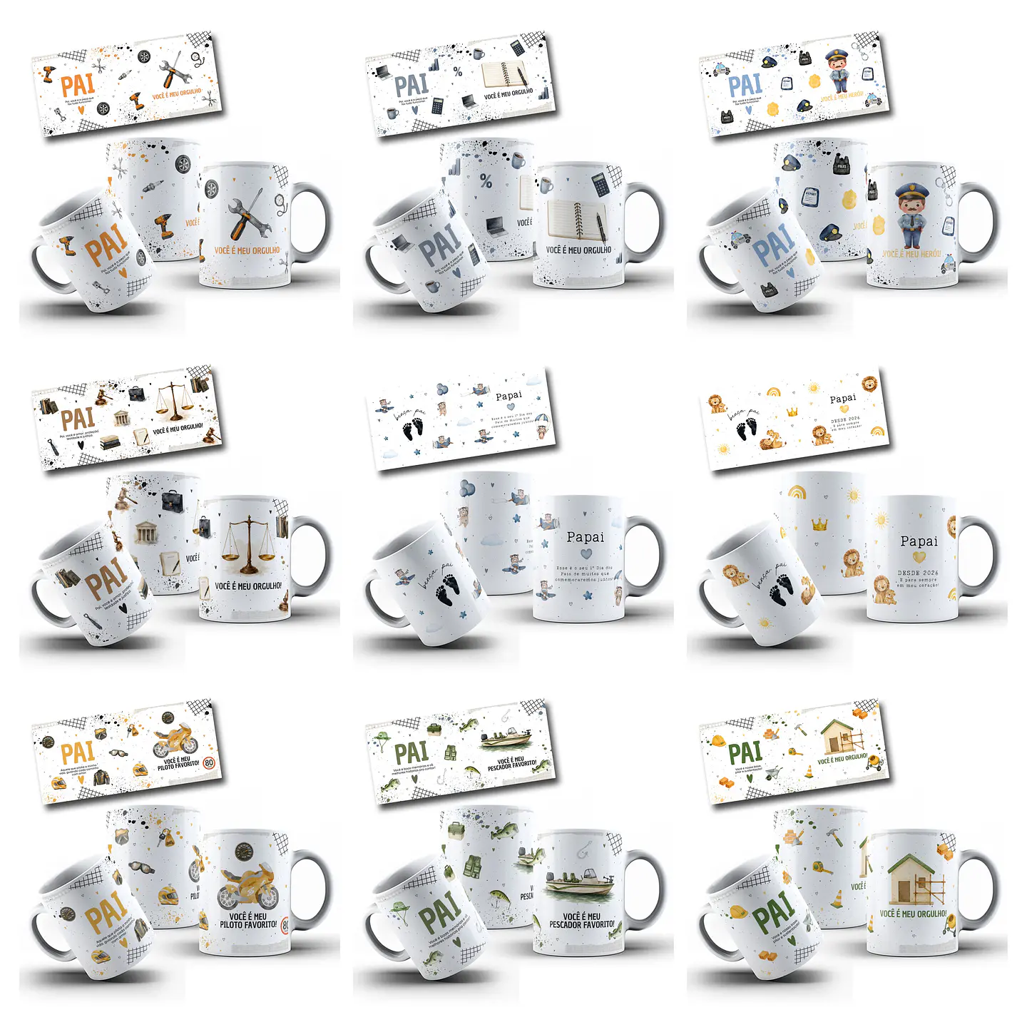 24 Artes para Caneca Dia dos Pais Minimalista Arquivo editável 11