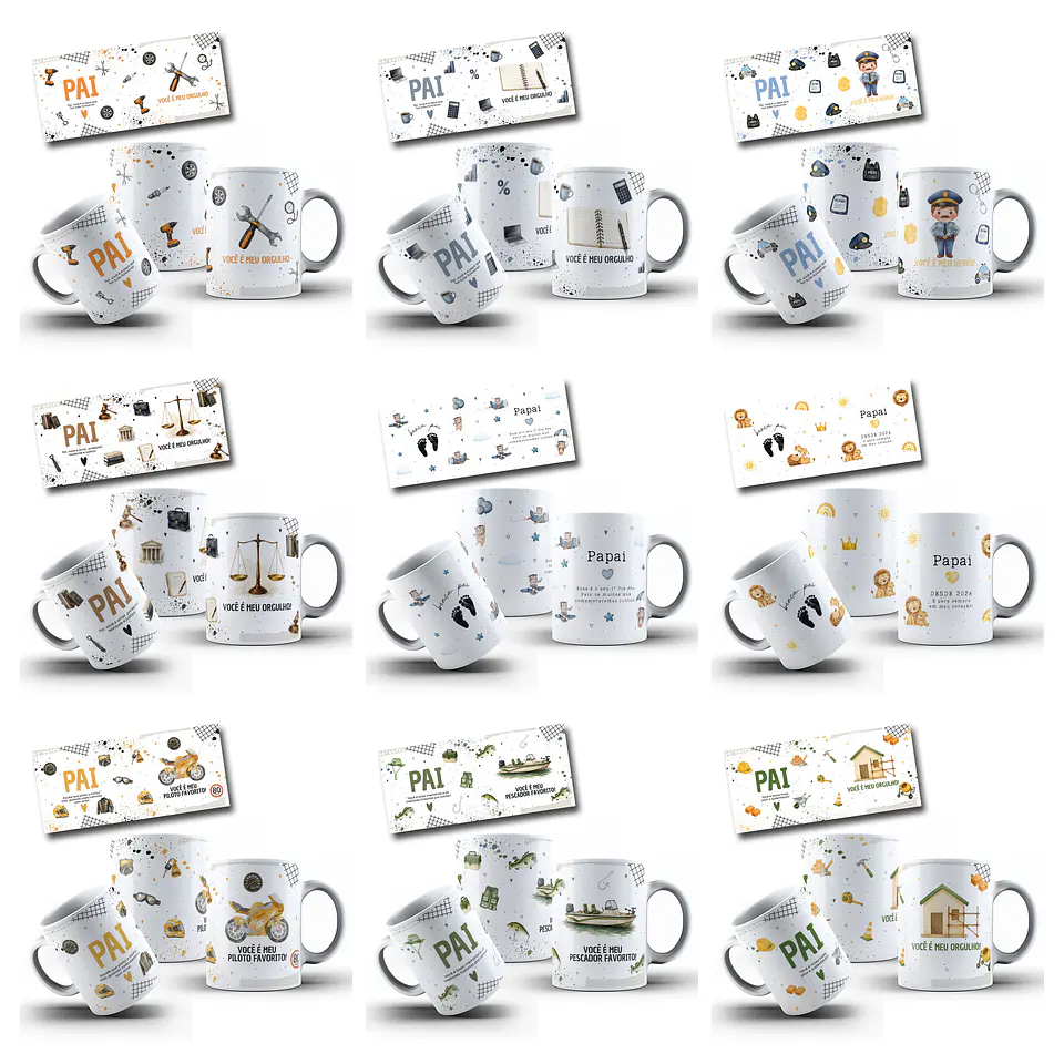 24 Artes para Caneca Dia dos Pais Minimalista Arquivo editável 11