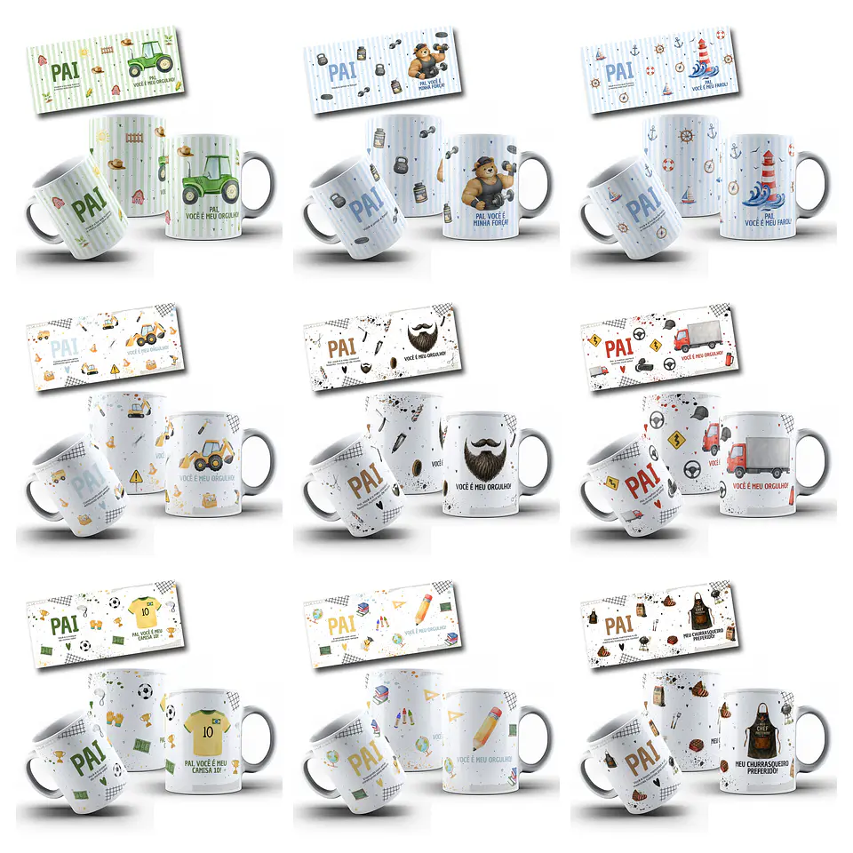 24 Artes para Caneca Dia dos Pais Minimalista Arquivo editável 12