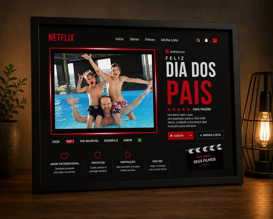 Arte para Caneca e Quadro Dia dos Pais Netflix Arquivo editável  2