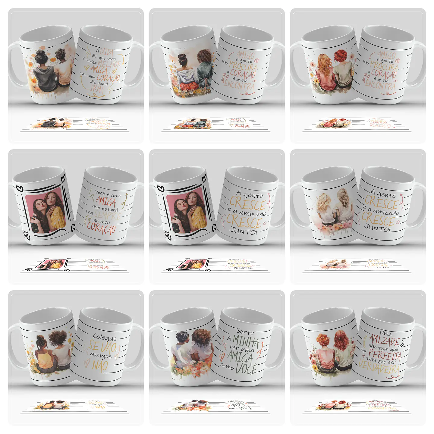 12 Artes para Caneca Amigas Amizade Arquivo em Png 1