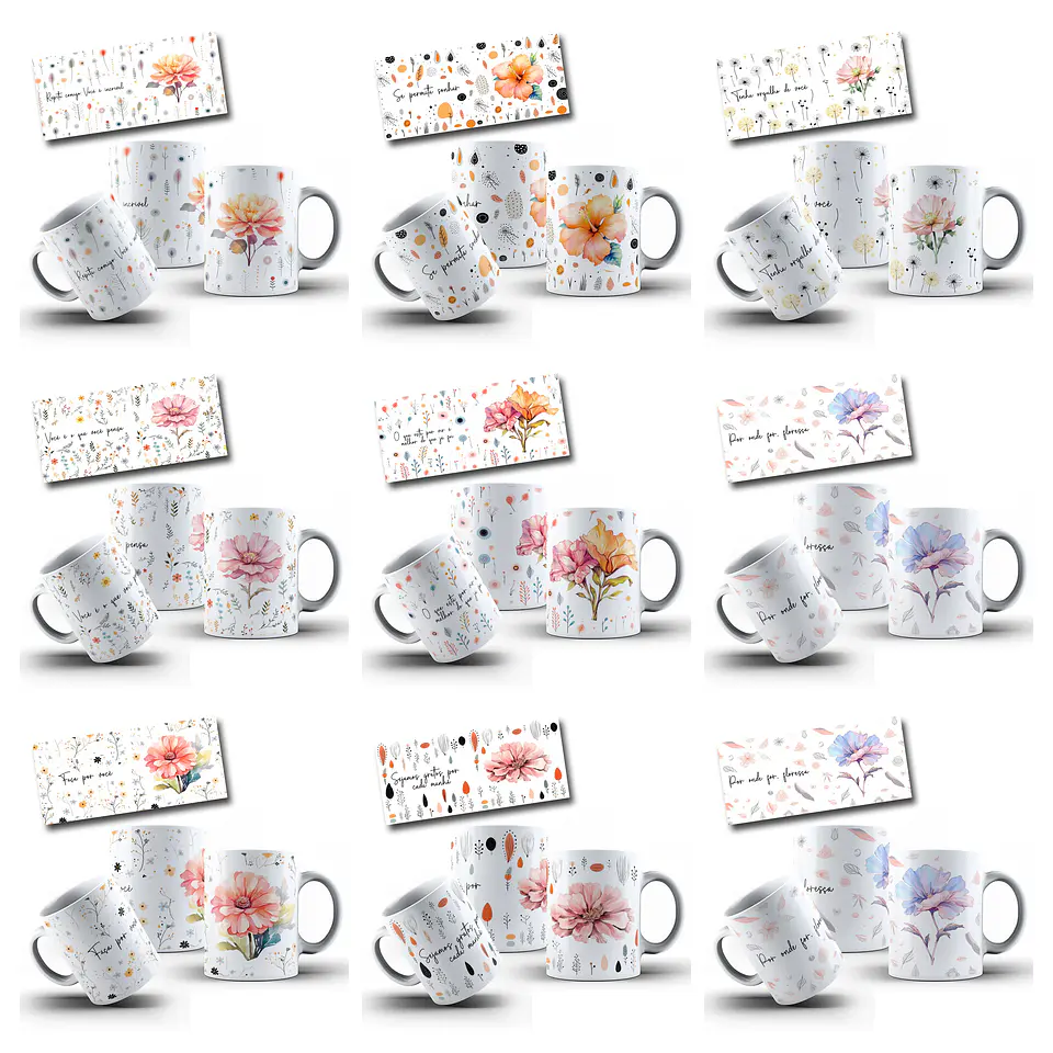 14 Artes para Caneca Floral Frases Arquivo em Jpg 2