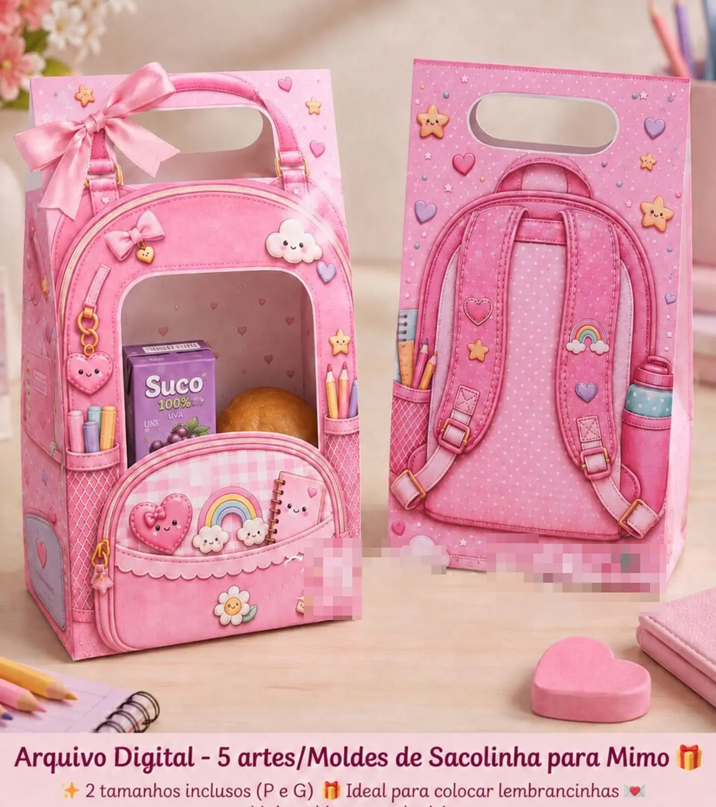 Arquivo Lembrancinha Moldes de Sacolinhas Mochila – Tema Escolar em Pdf  1