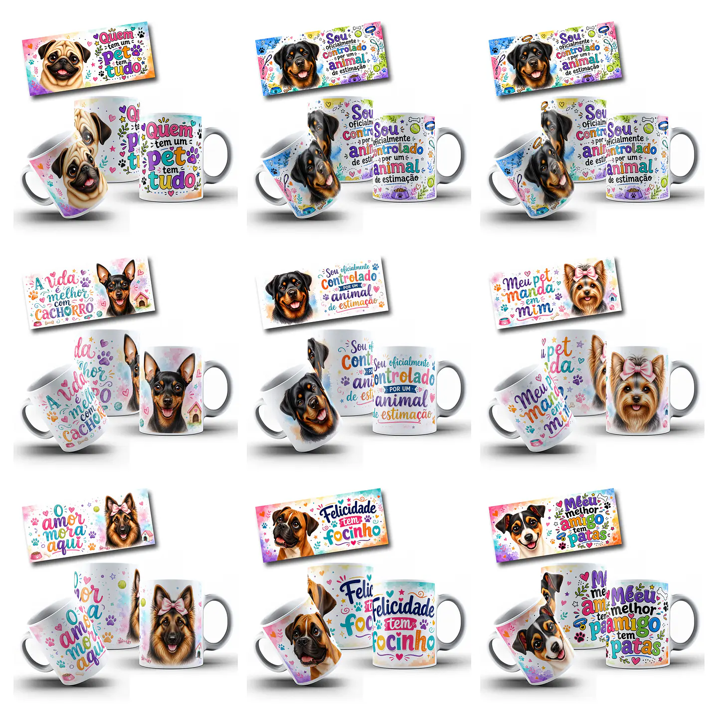 20 Artes para Caneca Cachorros Pets Lovers Arquivo em Jpg  2
