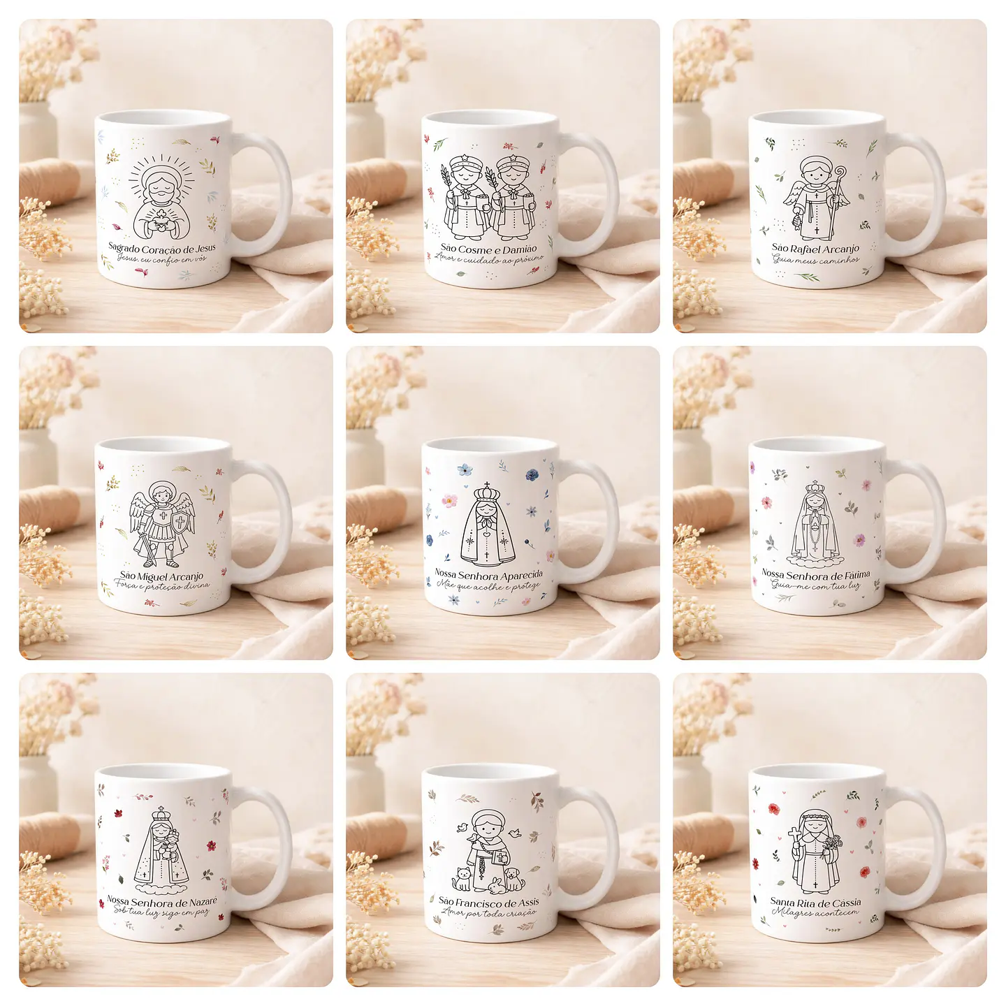 20 Artes para Caneca Santinhos Arquivo Editável  1