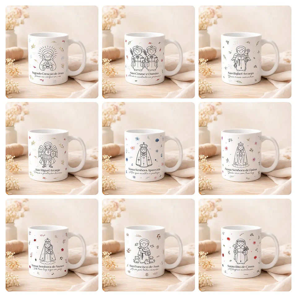 20 Artes para Caneca Santinhos Arquivo Editável  1