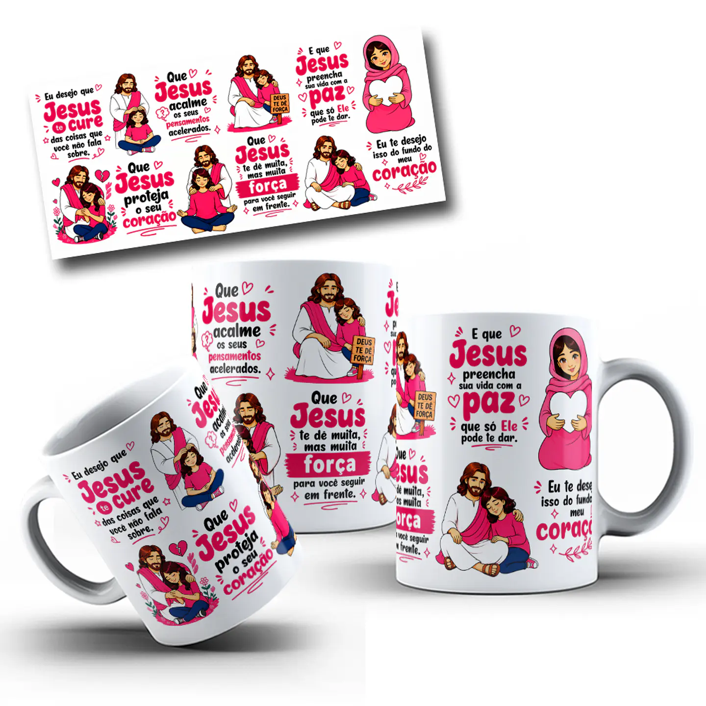 Arte para Caneca Eu desejo que Jesus te cure Arquivo em Jpg  1